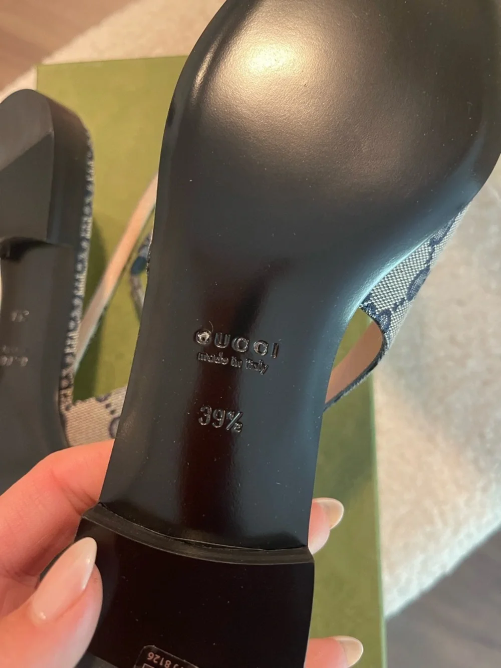GUCCI pointed toe navy slingback flats 39.5/9 NWT - Picture 4 of 8